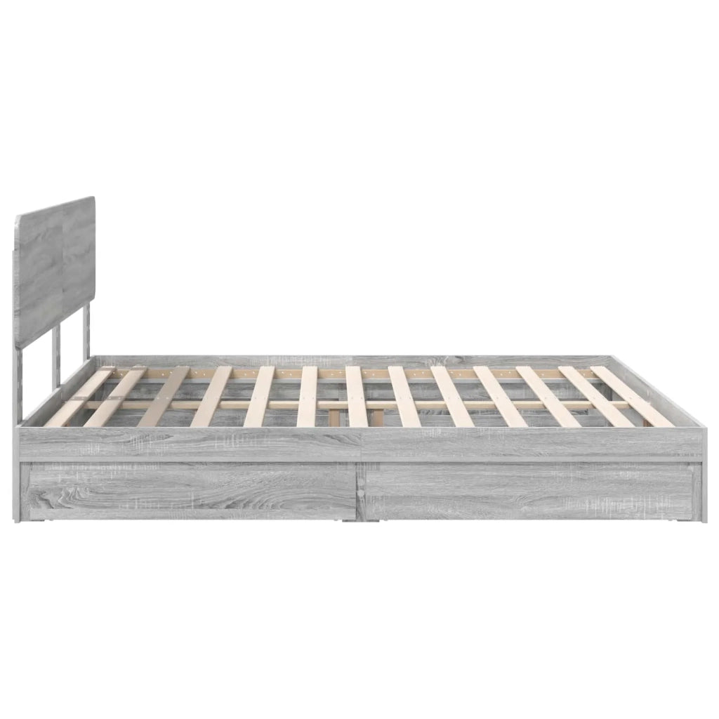 Letto con Contenitore con testiera Grigio Sonoma 180 x 200 cm