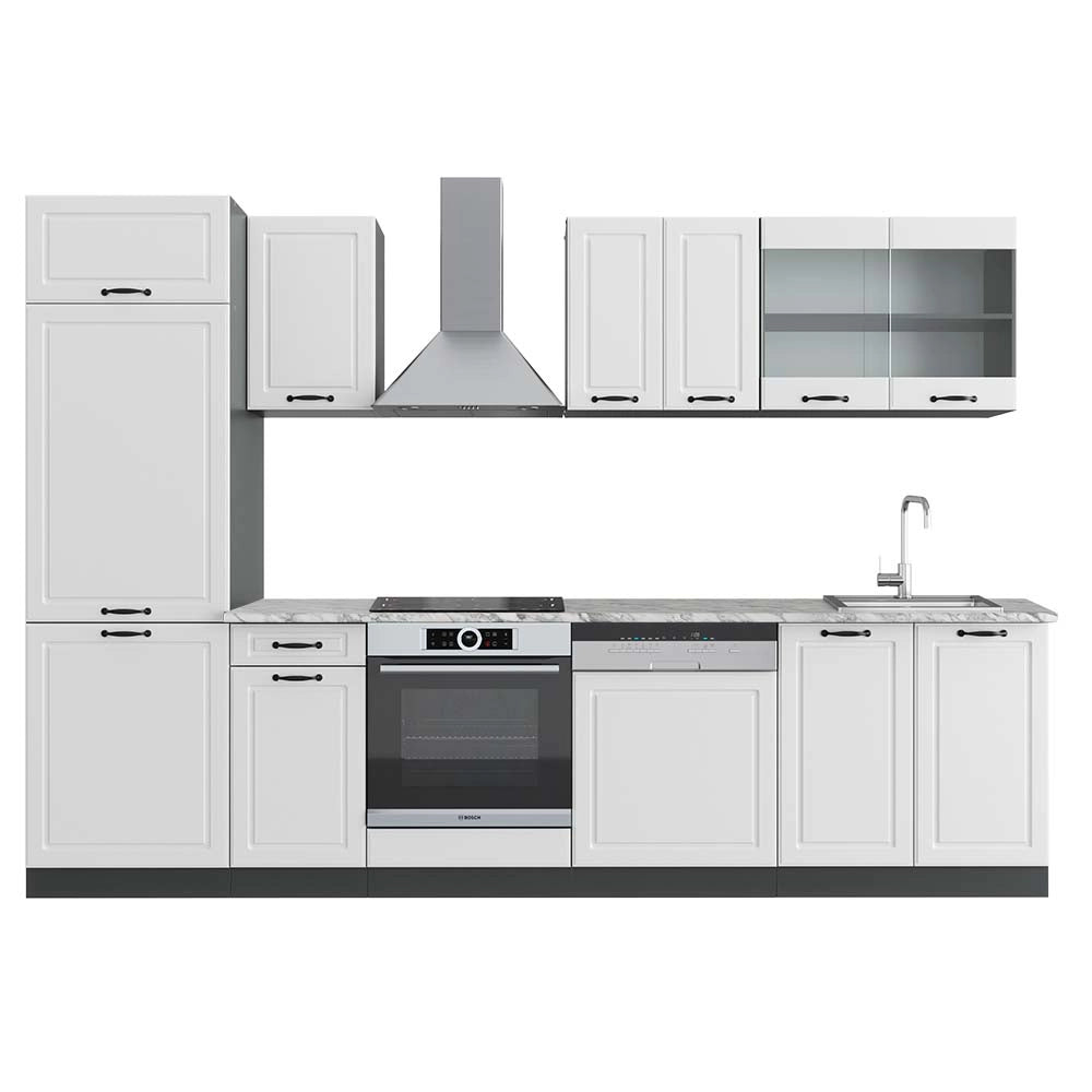 Vicco Cucina componibile Bianco casa di campagna/antracite 300 cm , PL Marmo