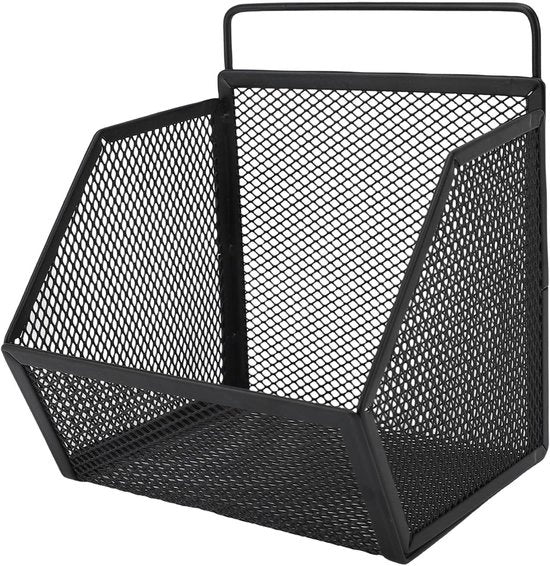 Attacco alla parete in metallo - Sostegno appeso - Cucina Bagno - Installazione adesiva - 13x10x15 cm - Nero