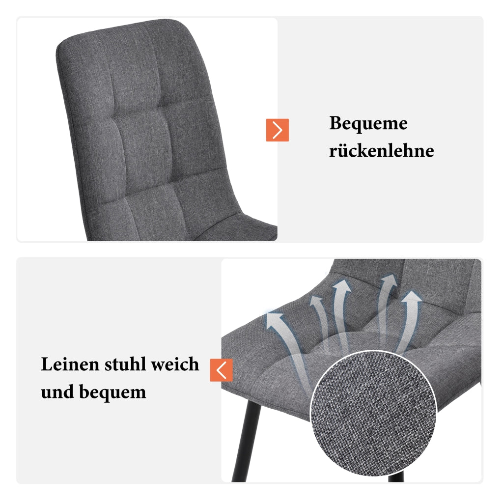 Tavolo da pranzo con 4 sedie, rettangolare, in MDF, grigio, per cucina e sala da pranzo, set moderno compatto