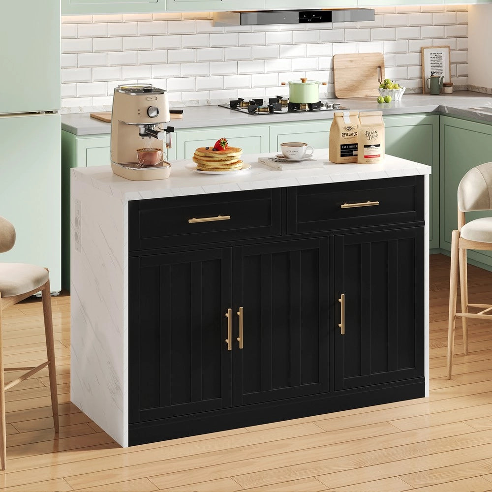 Isola Cucina con Prese Elettriche USB e Ripiani Regolabili ¨C Xylo ¨C 120x60x91 cm