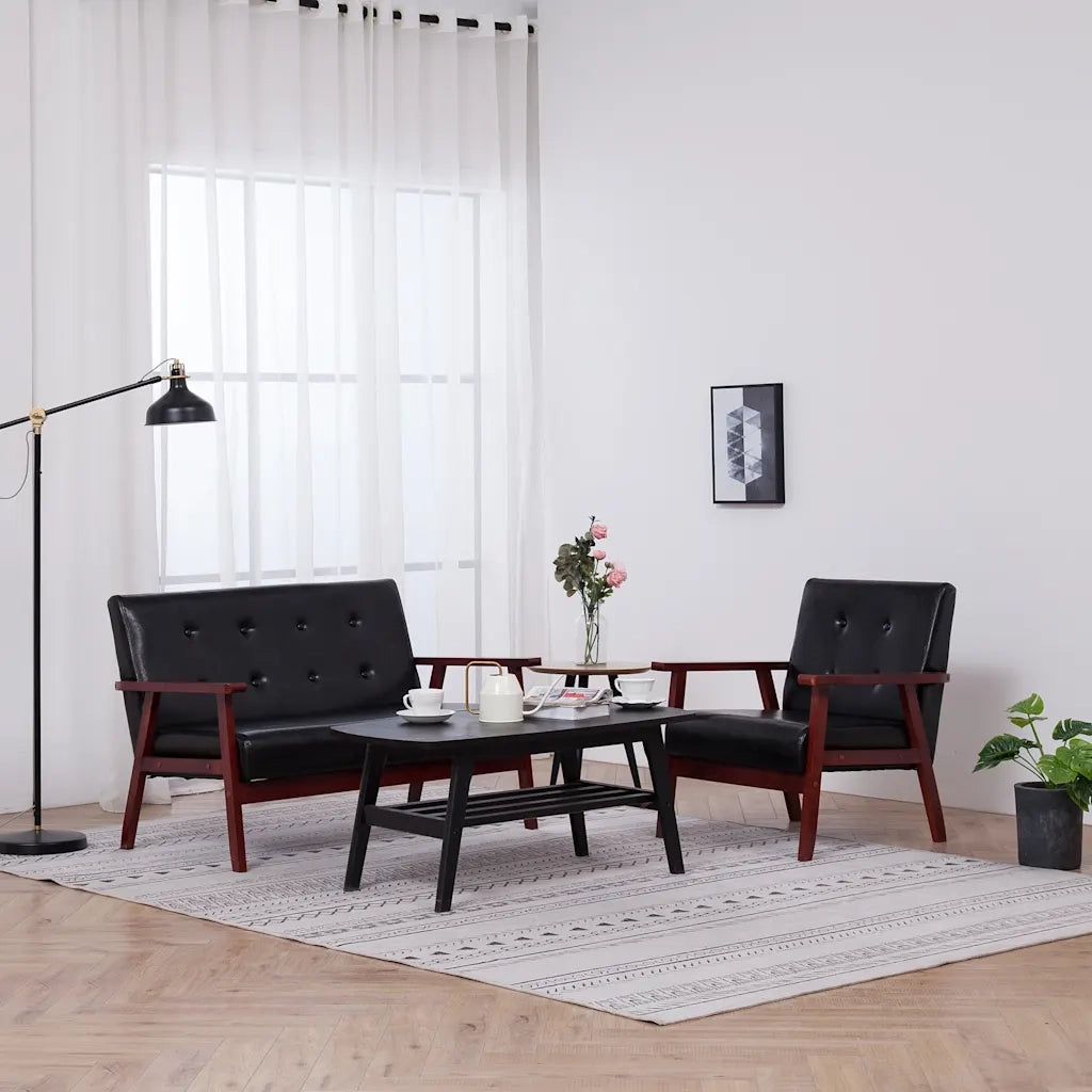 Set di Divani 2 pz Nero in Similpelle cod mxl 6261
