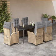 Set da Pranzo da Giardino 7 pz con Cuscini Beige in Polyrattan 3213270