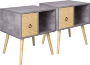 Set di 2 Cassetti da Notte in Legno - Cassettiera/Biblioteca - Per Camera da Letto e Salotto - MDF - Grigio con Legno Chiara - 48x40x50 cm