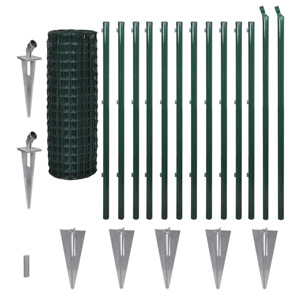 Recinzione da Giardino | Recinzione Europea in Acciaio 25 x 1,2 m Verde