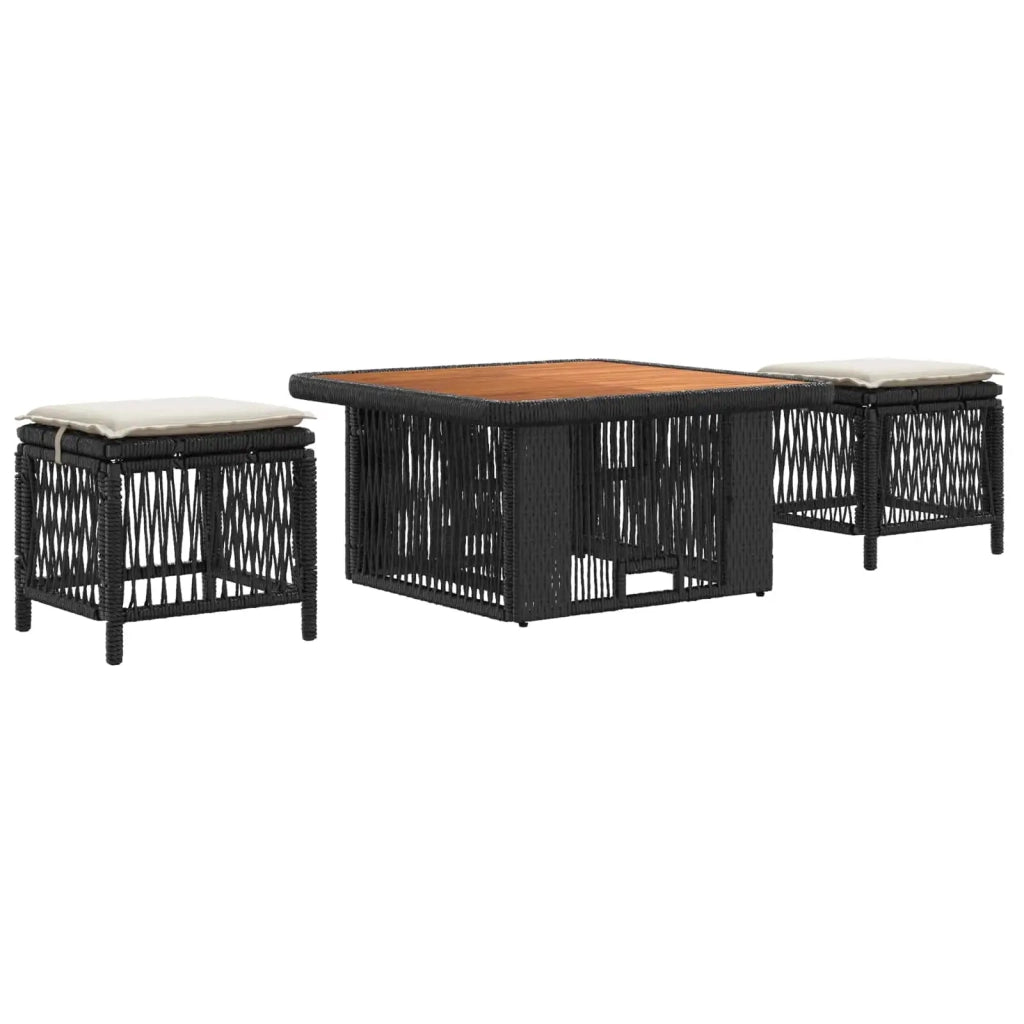 Set da Pranzo per Giardino 3 pz | Set Salotto da Giardino Beige e Crema polyrattan