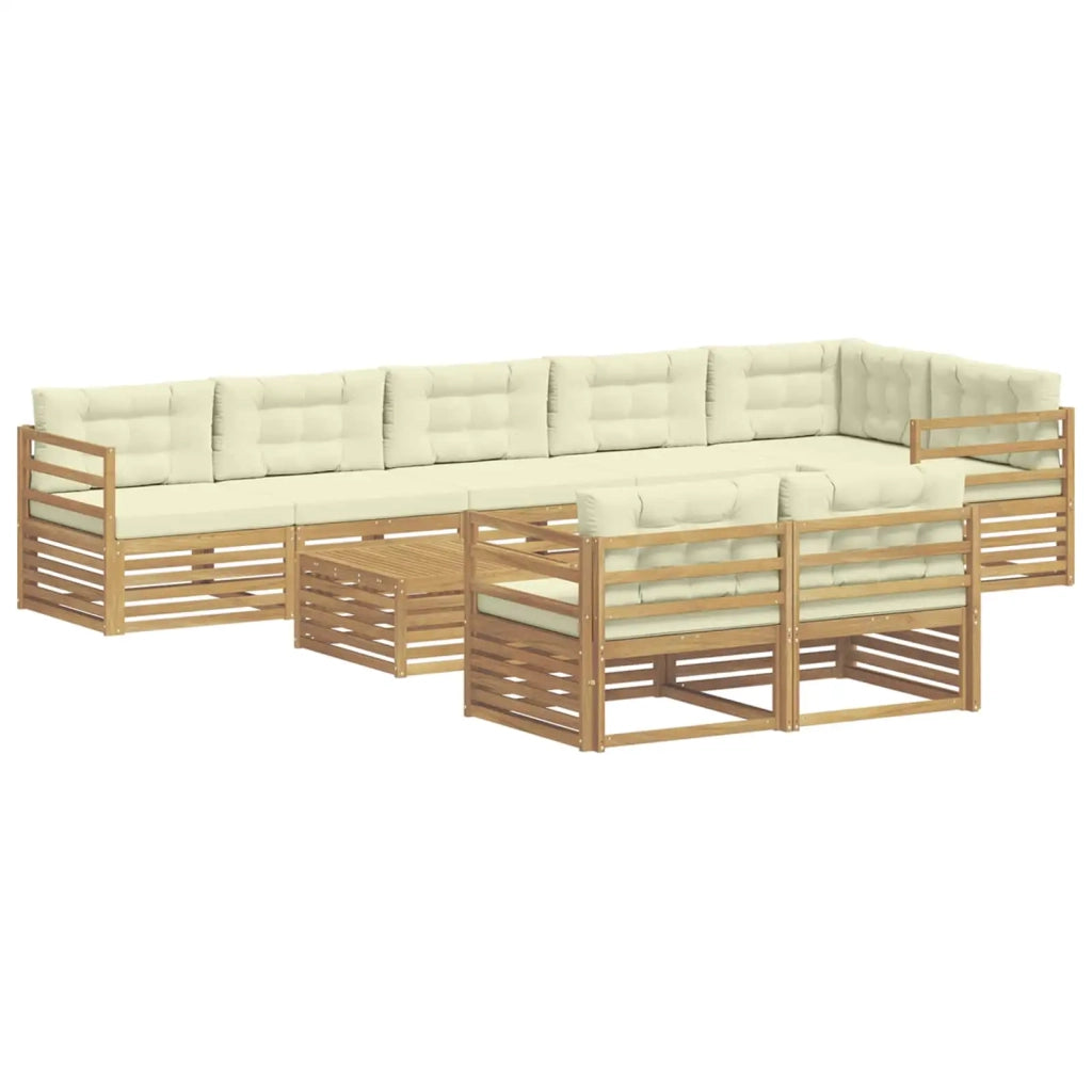 Set di divani da esterno 9 pz Bianco e Crema 3390705