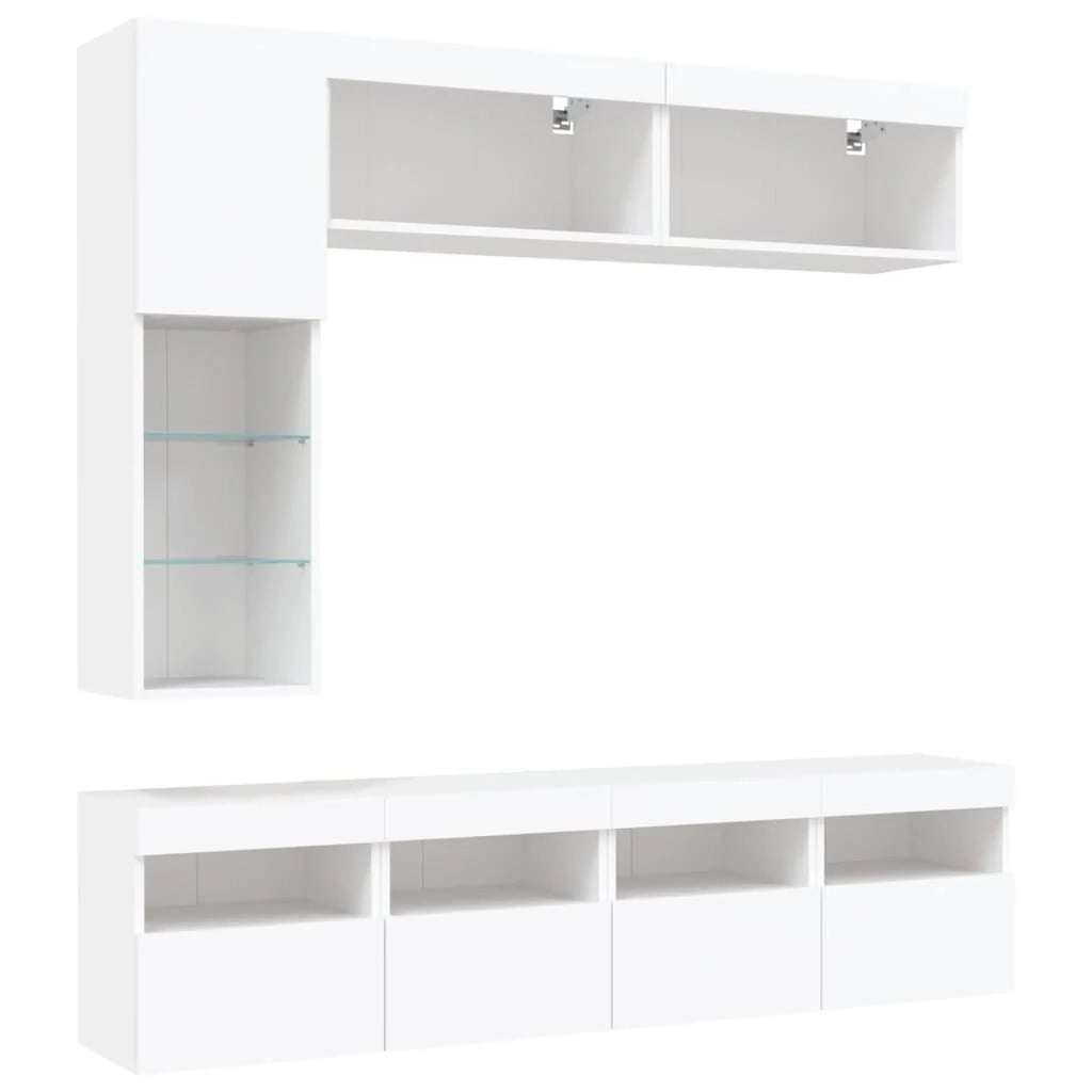 Set di mobili credenza TV soggiorno camera da letto parete soggiorno x 7 pezzi con luci LED bianco 02_0025359