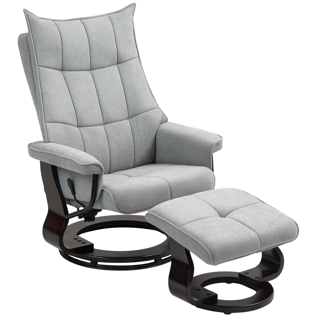 Poltrona Relax Girevole con Poggiapiedi in Velluto ¨C Zephmum ¨C Grigio