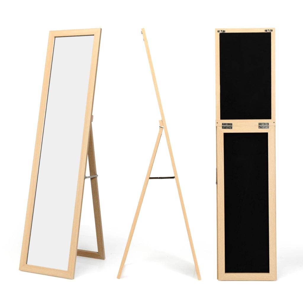 Specchio a figura intera 155 x 37 cm con struttura di legno-Specchio moderno per camera da letto salone ingresso Naturale