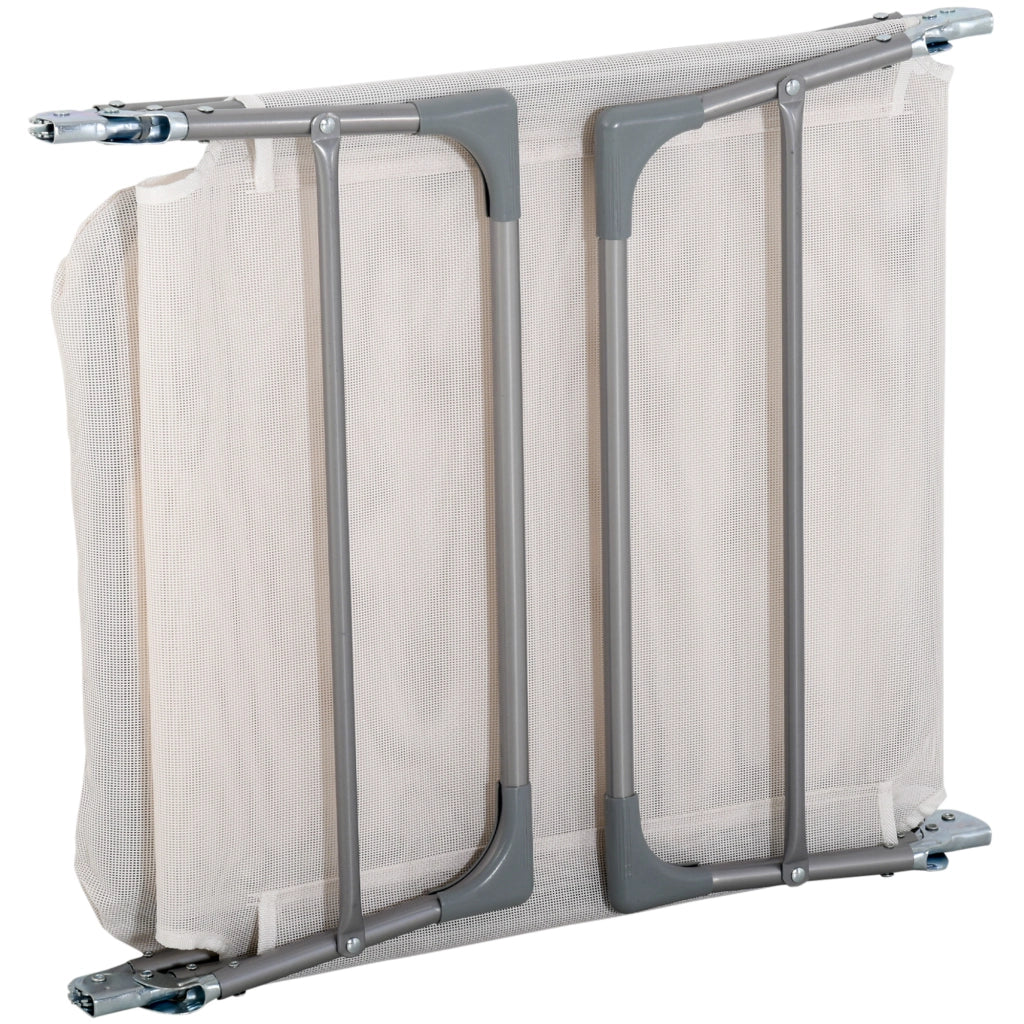 Sdraio da Giardino 182x56x28 cm Pieghevole con Schienale Reclinabile e Cuscino in Metallo e Texteline Crema