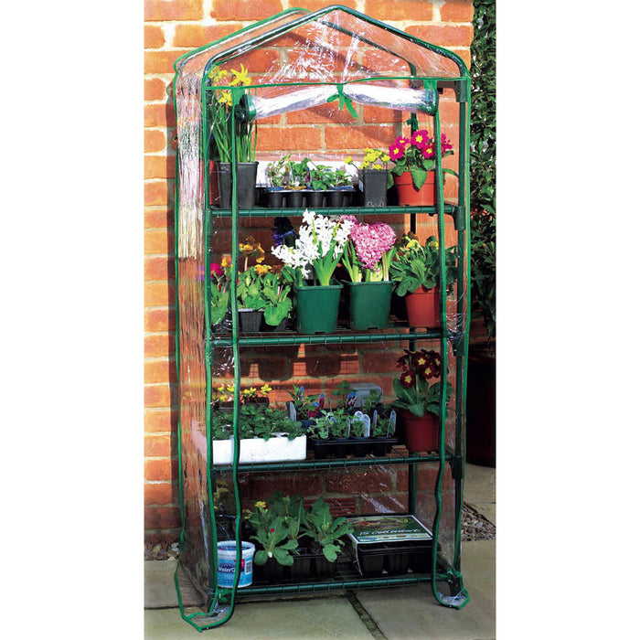 Serra 4 Ripiani da Giardino in Alluminio Verniciato e Copertura in Pvc