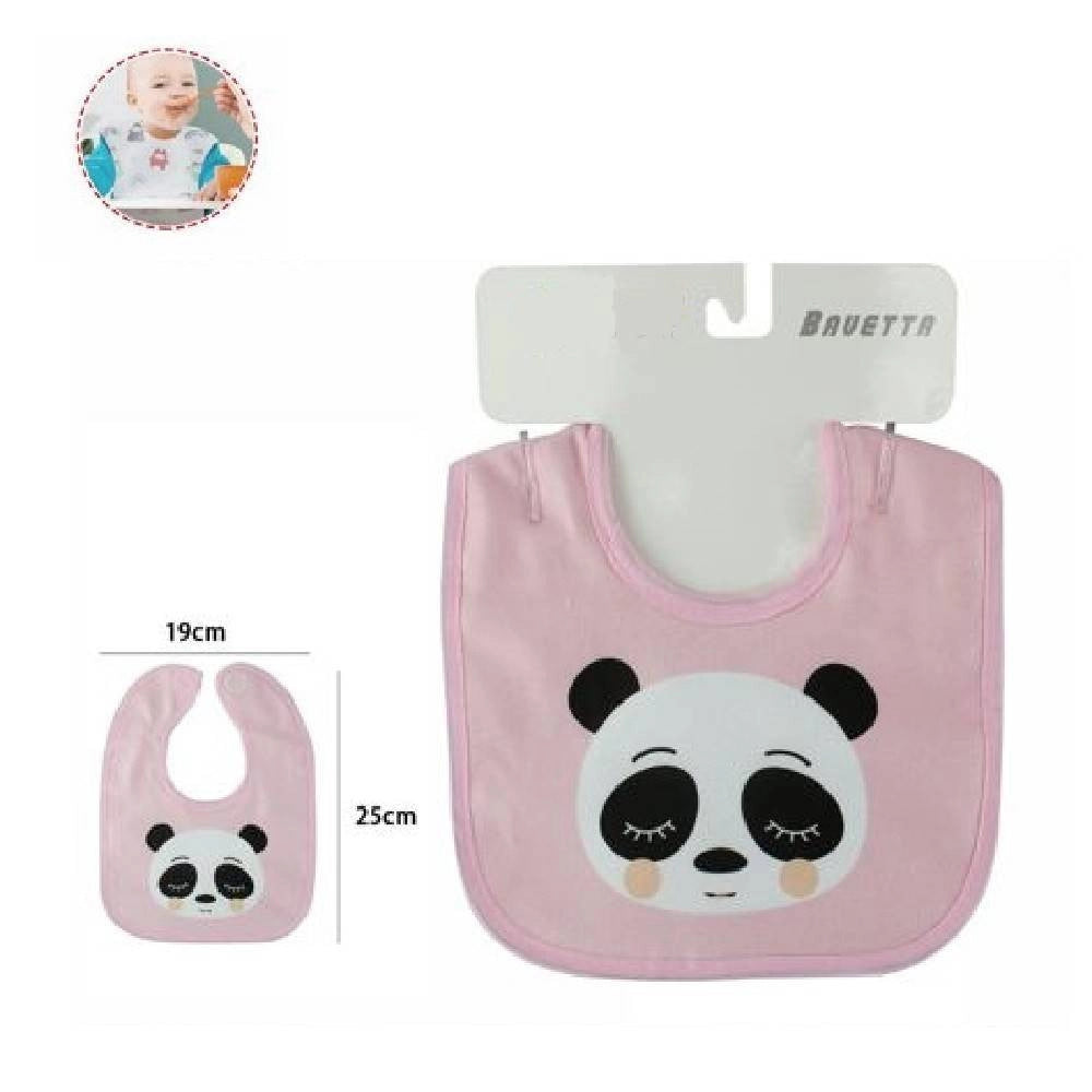 Trade Shop - Set 2 Pz Bavetto Bavaglino Neonato Pappa Allattamento Bambina Panda 68332 Rosa -