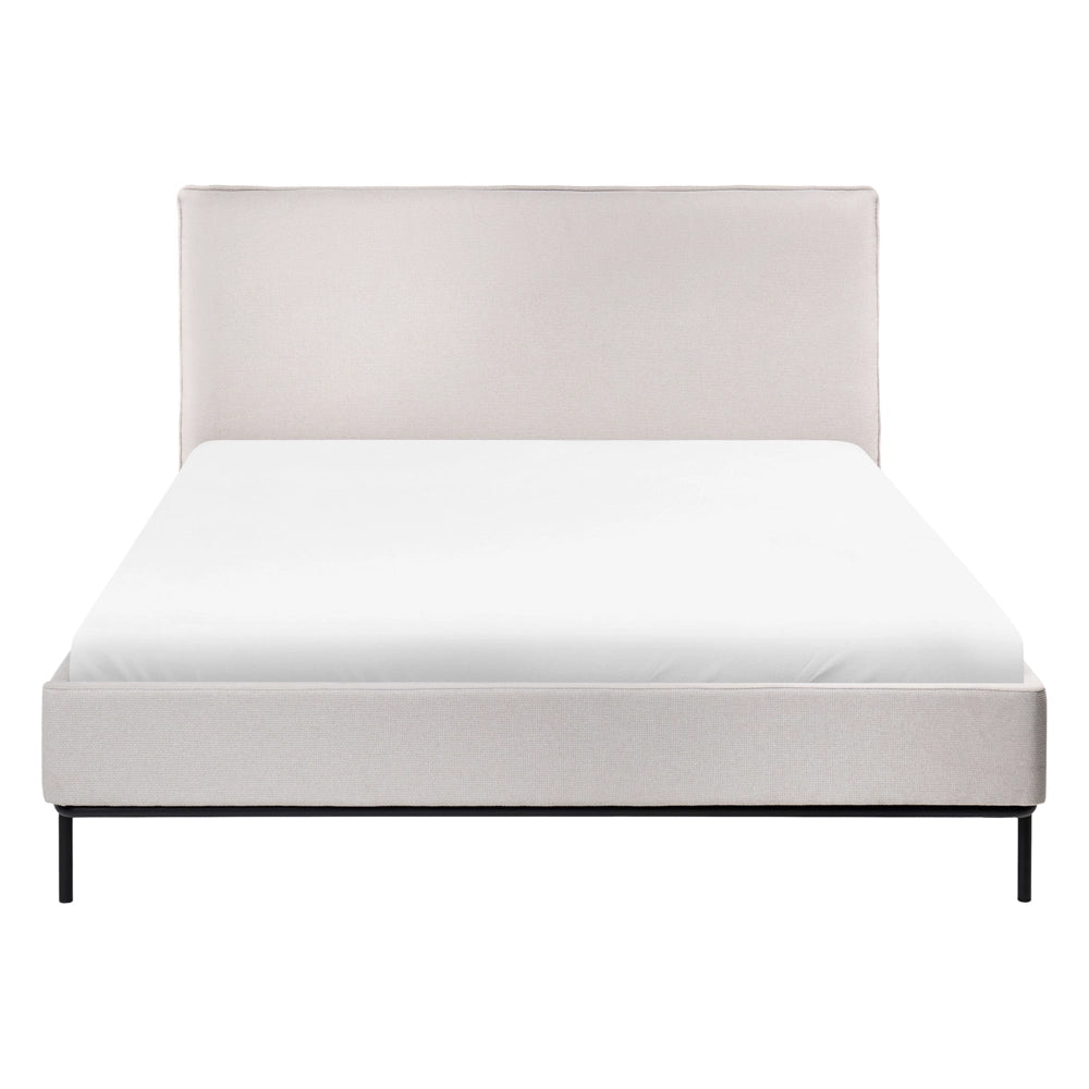 Letto a doghe Beige Poliestere Tessuto Imbottito 140 x 200 cm EU Matrimoniale Design Moderno
