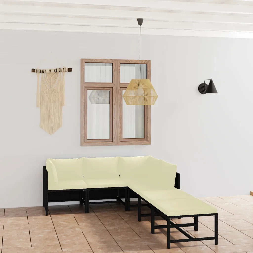Set Divani da Giardino 6 pz con Cuscini in Polyrattan Nero cod mxl 36221