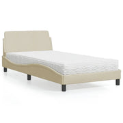 Letto con Materasso Dover Crema 100x200 cm in Tessuto 3208349
