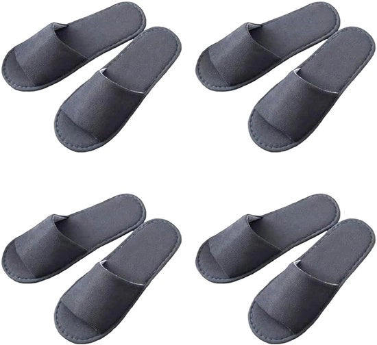 Set di pantofolle per hotel da 4 paia - Pantofolle da buttare - Grigio - Tessuto Zenmai - Tacco EVA - Leggero e confortevole