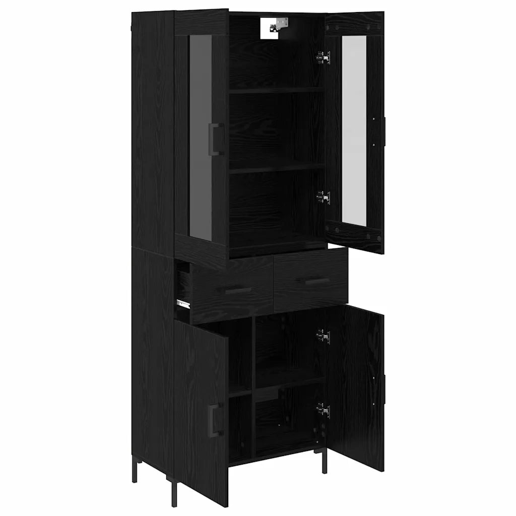 Credenza con cassetto 2 pcs Rovere Nero Legno multistrato