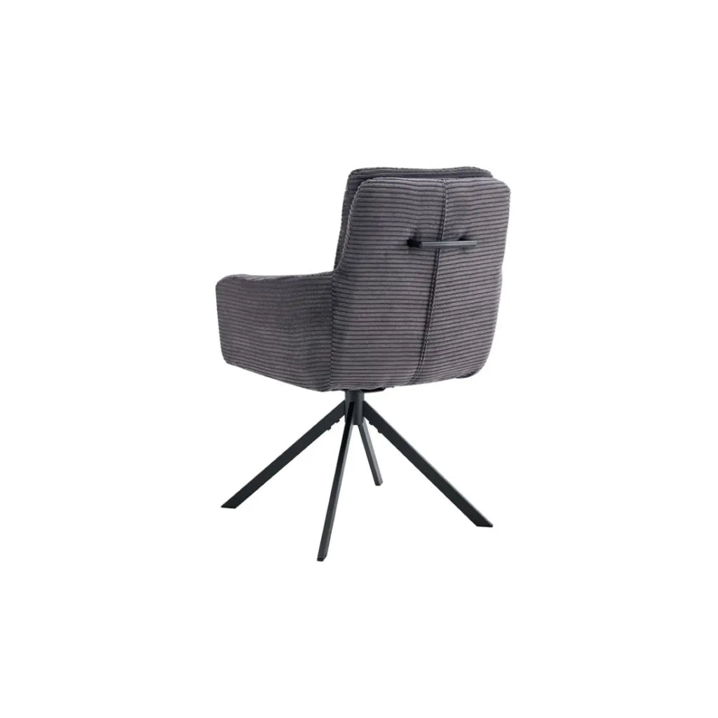 Set di 2 poltrone KAVIRA – Velluto a coste grigio – Piedi in metallo – Con braccioli – Design accogliente ed elegante