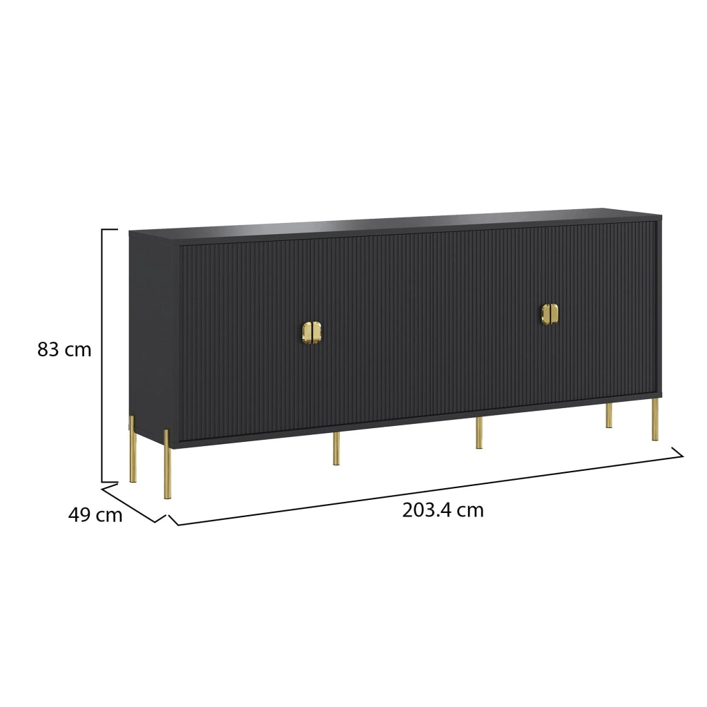 Madia Viale, Credenza Cassetti, 203x49x83h cm Nero