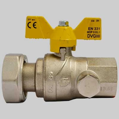 Valvola gas a sfera F/F con presa pressione dado girevole farfalla Alluminio  3/4 X 1 G     F.I.V.