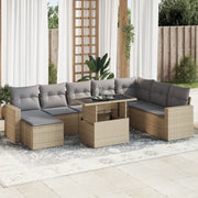 Set Divano da Giardino 9 pz con Cuscini Beige in Polyrattan 3326370