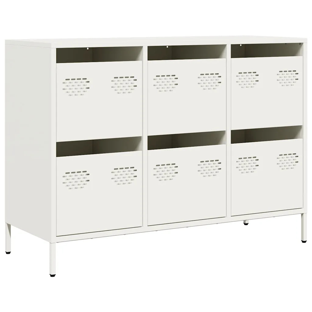 Credenza Bianca 101,5x39x73,5 cm in Acciaio Laminato a Freddo