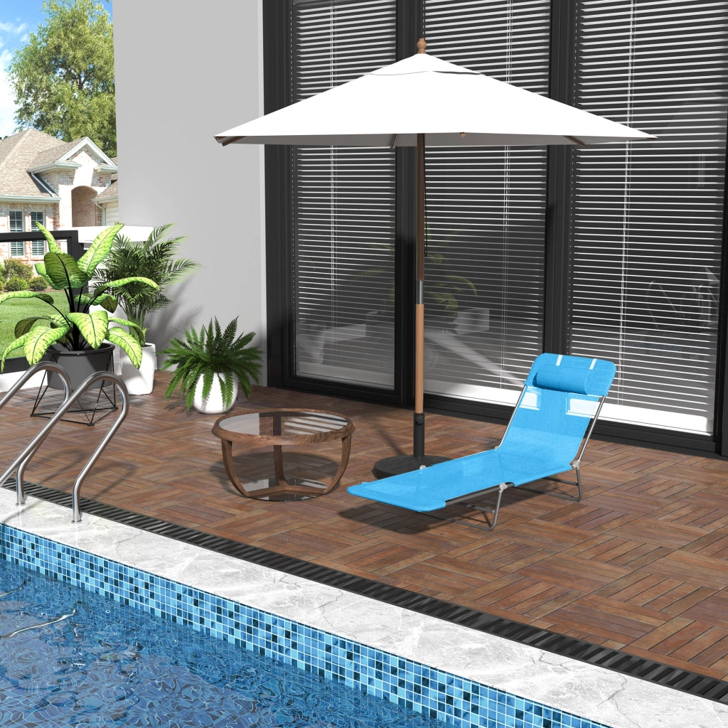 Easycomfort Lettino Prendisole Pieghevole con Schienale Reclinabile e Cuscino, 182x56x24.5cm
