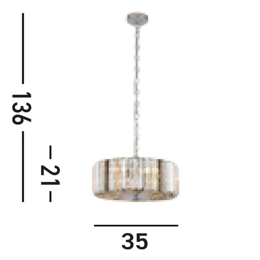 Lampadario Contemporaneo Chapeau Acciaio Cromo Vetro Ambra 3 Luci E27
