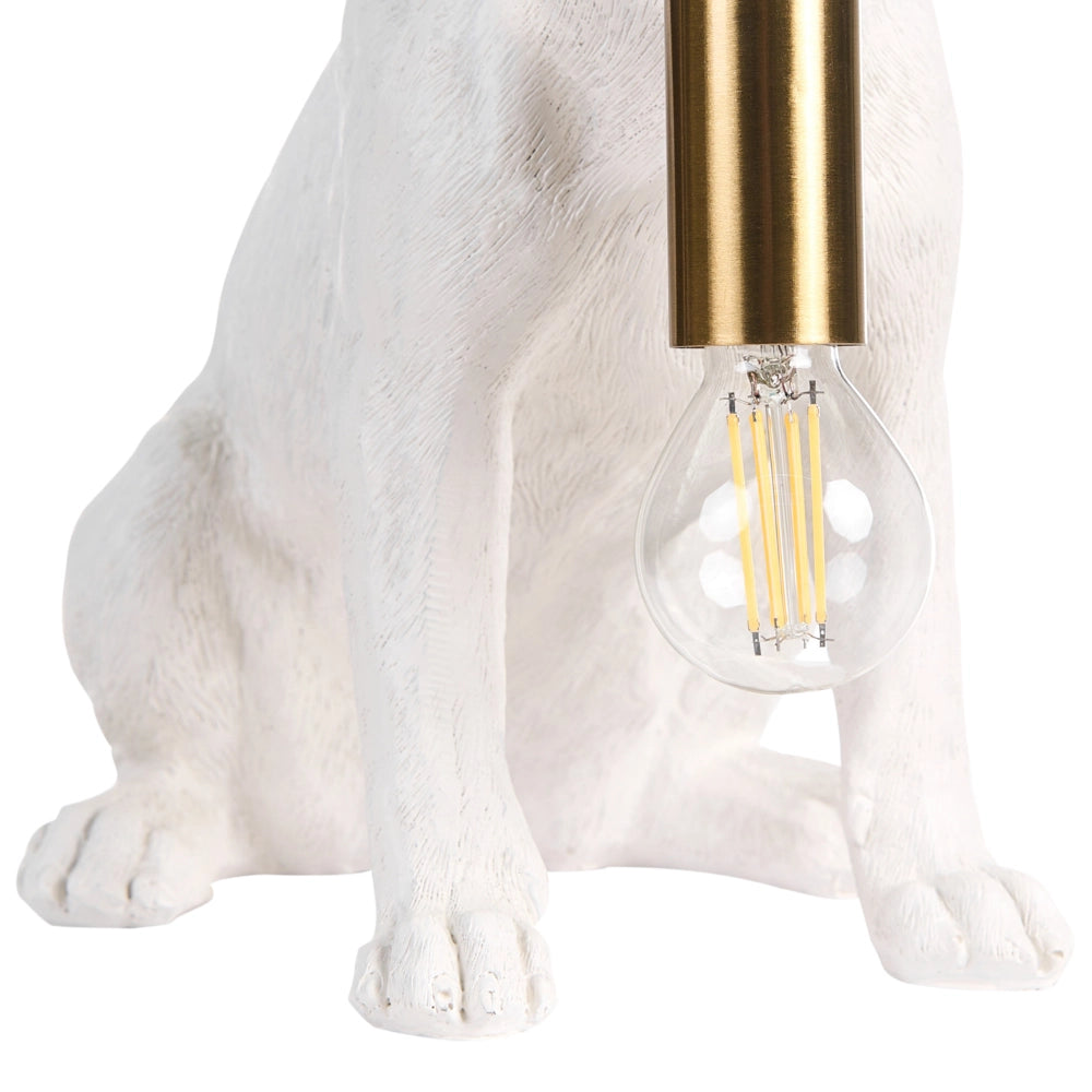 Lampada da tavolo Luce da comodino in poliresina bianca Lampada da lettura a forma di cane Lampada a tema animale Soggiorno