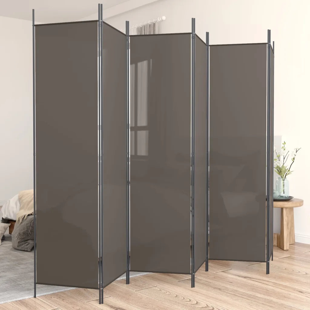 Divisorio Ambienti | Divider per stanze | Paravento a 6 Pannelli Antracite 300x220 cm Tessuto