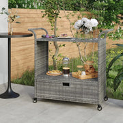 Carrello da Bar con Cassetto Grigio 100x45x97 cm in Polyrattan 316664