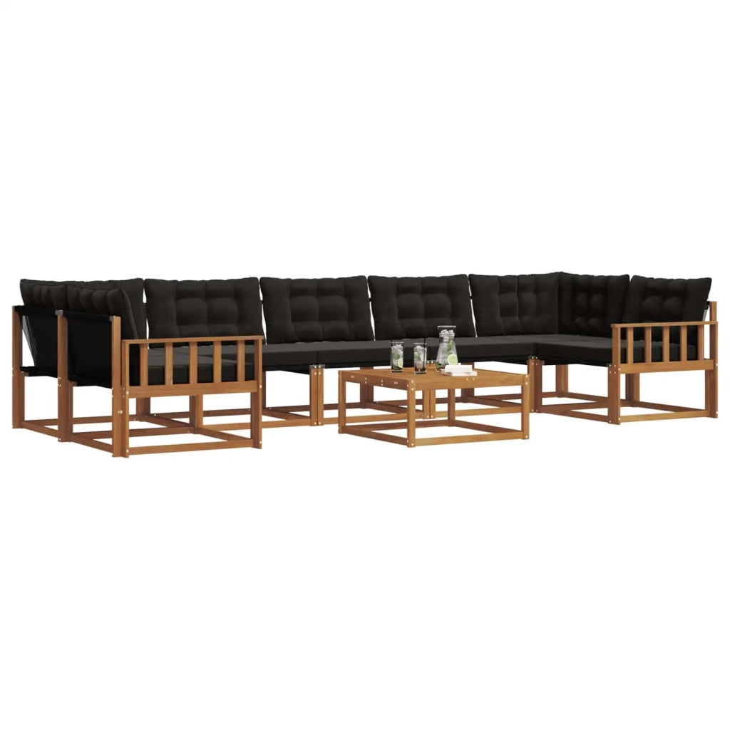 Set di divani da esterno con cuscino 8 pcs Naturale e Nero 3369287