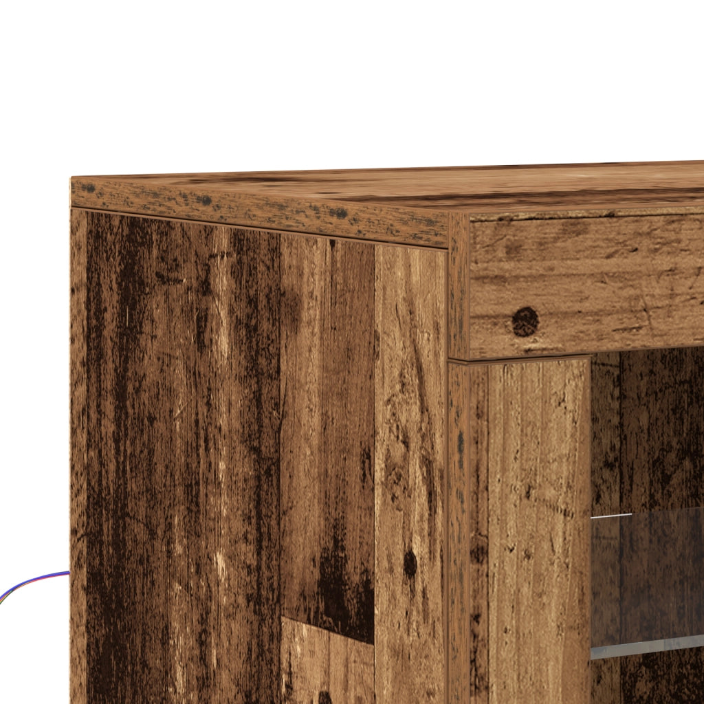Sideboard  con luci LED in legno vecchio 41x37x67 cm