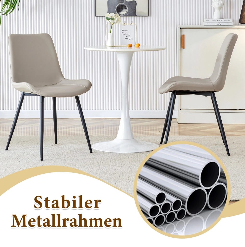 Set tavolo rotondo Ø100 cm con piano MDF nero, vetro e sedute grigio caldo