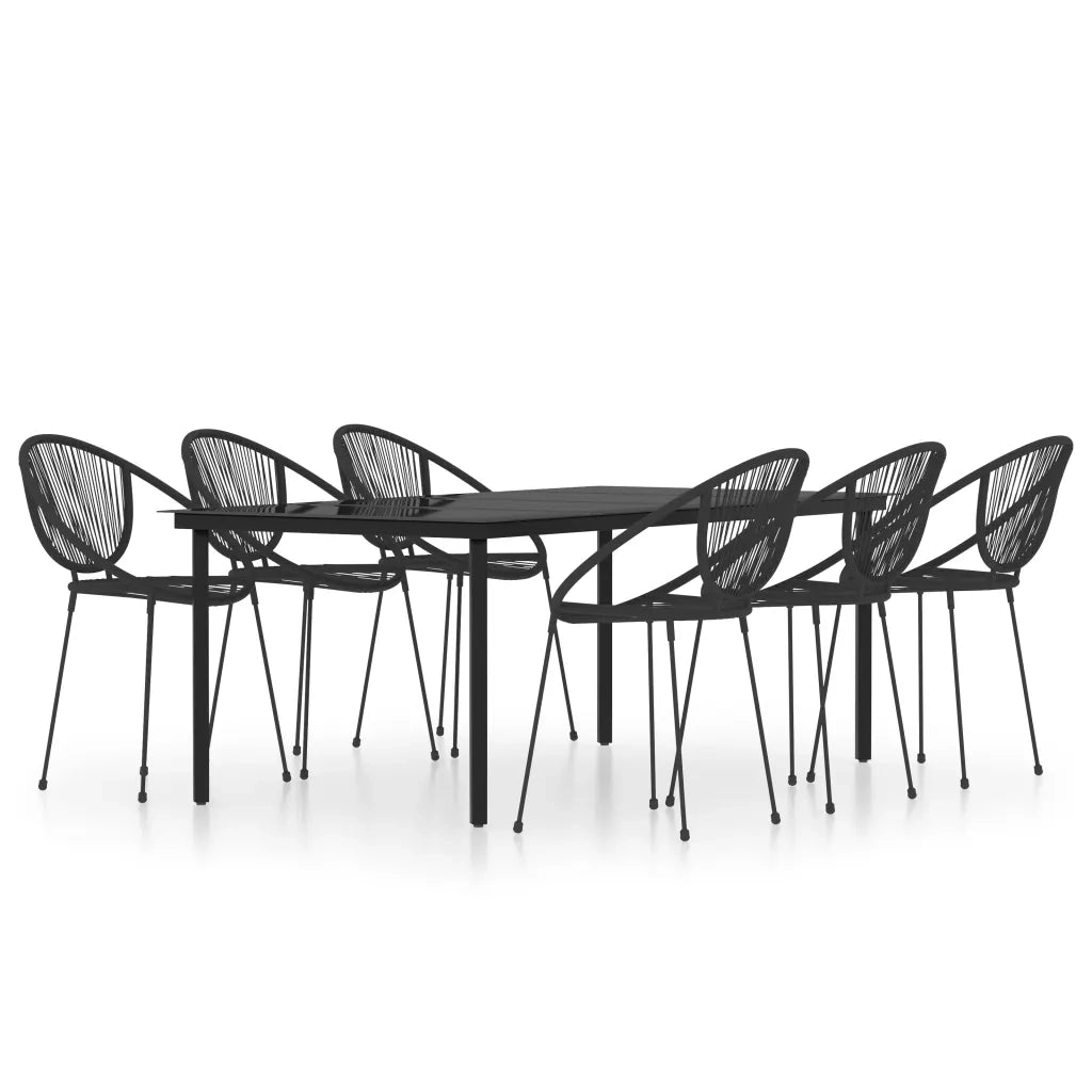 Set da Pranzo per Giardino 7 pz con Cuscini Nero 3099129