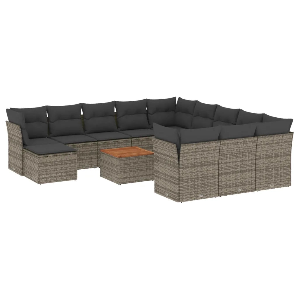 Set Divani da Giardino 13 pz con Cuscini Grigio in Polyrattan 3256319
