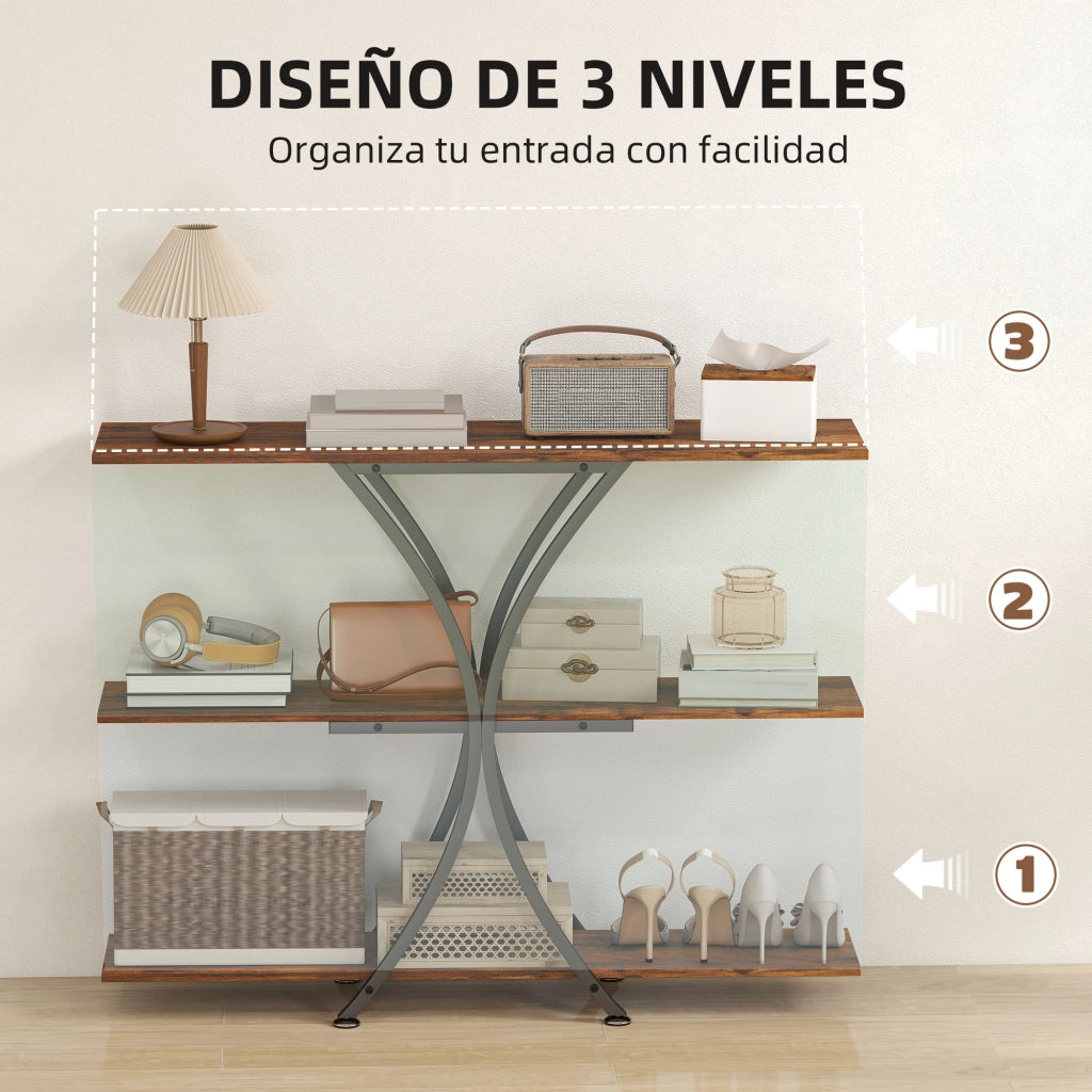 Tavolino da salotto con ripiani aperti ¨C zephmum ¨C marrone, metallo, stile industriale