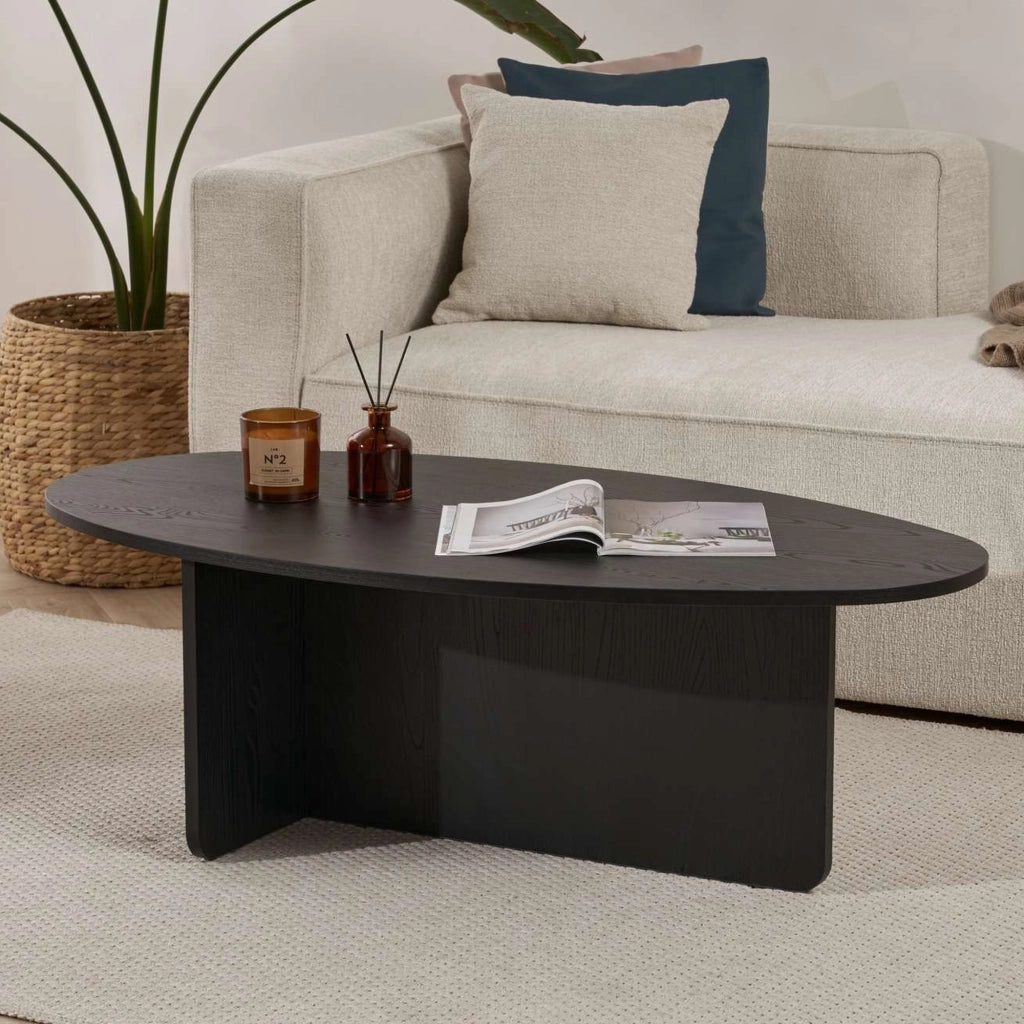 Parona, Tavolino da Salotto Forma Ovale, 120x65x40h cm Nero