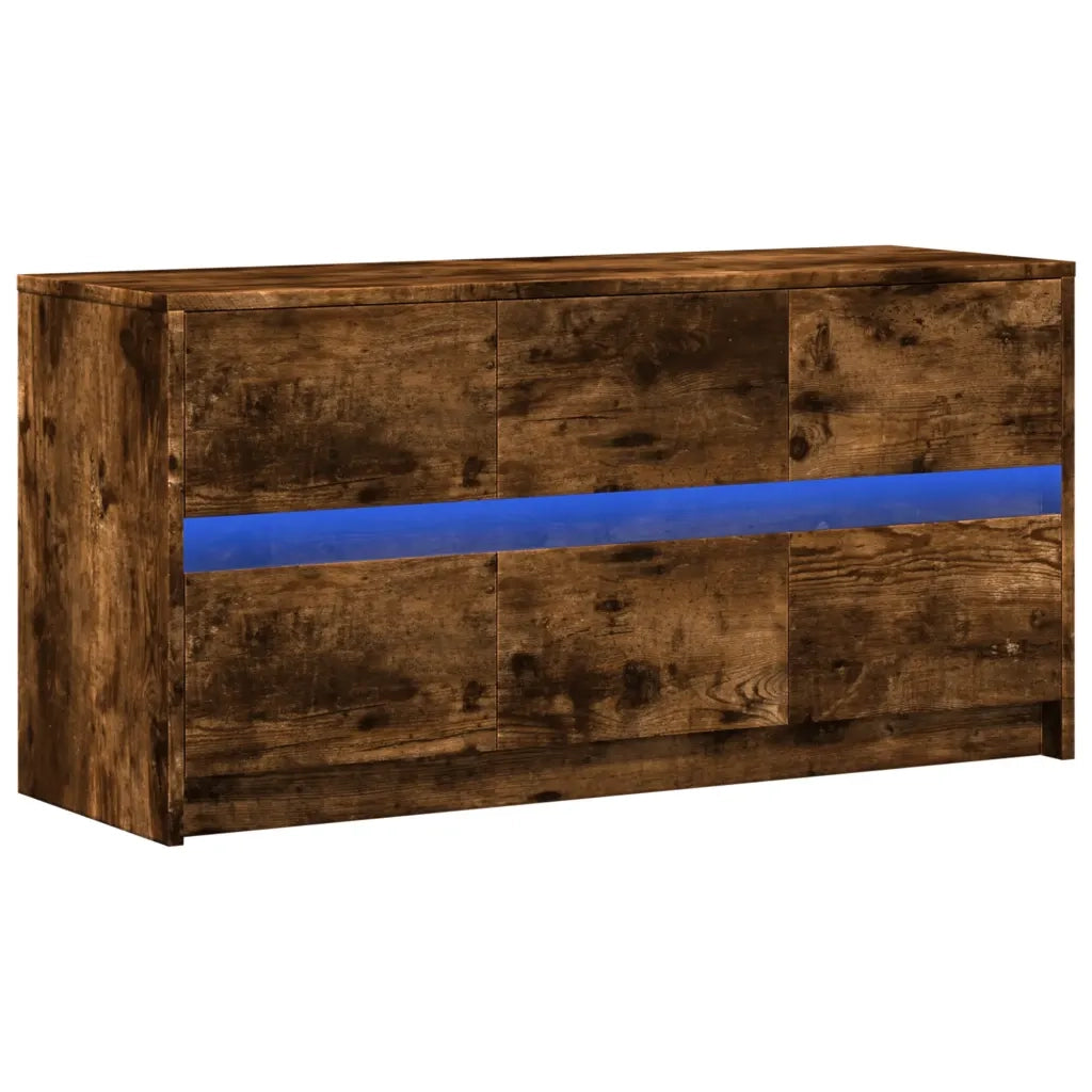 Mobile Porta TV con LED Rovere Fumo 100x34x50 cm in Truciolato 852219