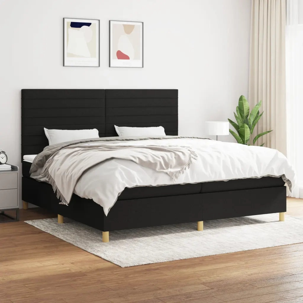 Giroletto a Molle con Materasso Nero 200x200 cm in Tessuto 3142443