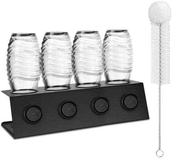 Sistema di contenimento per 4 bottiglie, asciugamano in acciaio inossidabile, asciugamano con ciotola e coperchio rimovibile per bottiglie SodaStream Crystal e Emil
