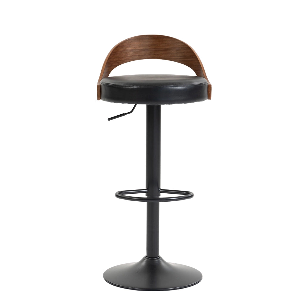 Sgabelli da bar set da 2 girevoli a 360° con schienale altezza regolabile e poggiapiedi in similpelle nera
