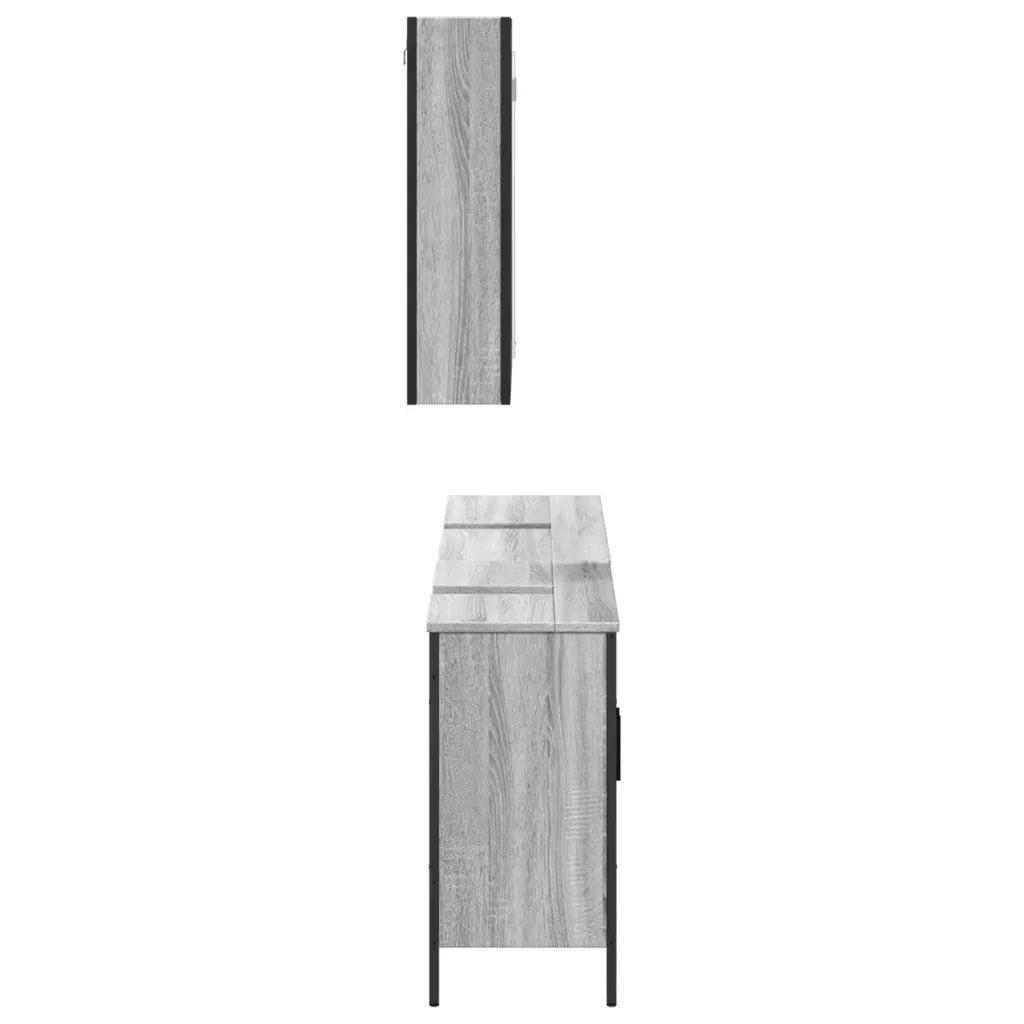 Set Mobili da Bagno 3 pz Grigio Sonoma in Legno Multistrato