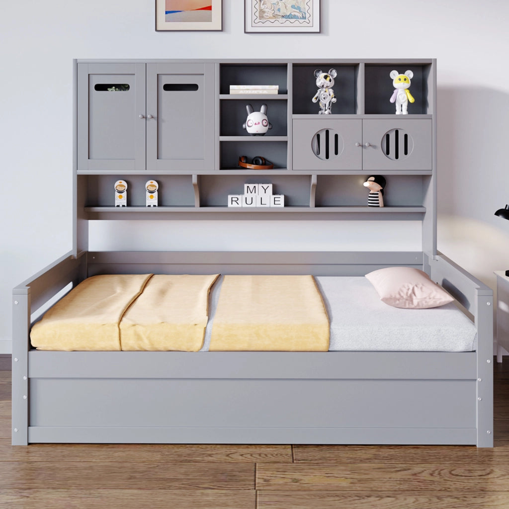 Letto multifunzione 90x200 cm con contenitore idraulico in legno grigio