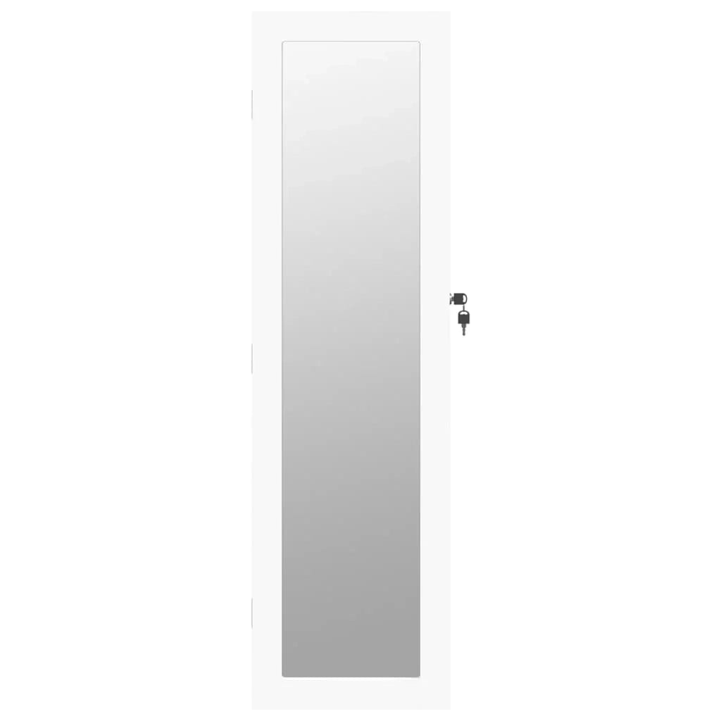Mobiletto portagioie mobile contenitore organizer per camera da letto spogliatoio bagno con specchio a parete 30 x 8,5 x 106 cm bianco 02_0022832