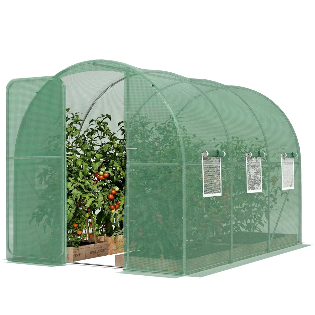 Serra da giardino 3x2x2 m ¨C Minimal ¨C con 6 finestre a rete e porta bloccabile