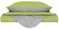 Copripiumino 1 Piazza e Mezzo con Sacco e Federe Doubleface Verde Acido/Grigio Chiaro