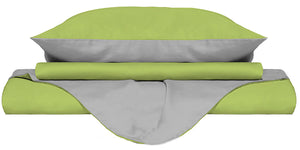 Copripiumino 1 Piazza e Mezzo con Sacco e Federe Doubleface Verde Acido/Grigio Chiaro