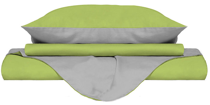 Copripiumino 1 Piazza e Mezzo con Sacco e Federe Doubleface Verde Acido/Grigio Chiaro